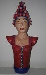 ceramic sculpture of mountain deity wearing wedding headress