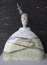 Ceramic decanter/urn landscape painting of English Countryside  by ceramic artist and sculptor Antonia (Tuppy) Lawson